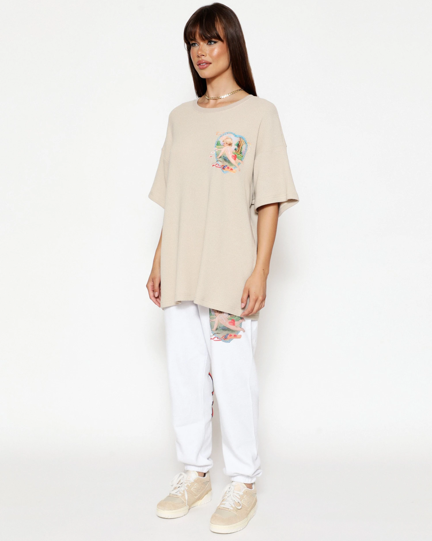 BOYS LIE X Tan Straight Flush Boyfriend Thermal Tee 5 BOYS LIE X Tan Straight Flush Boyfriend Thermal Tee - Image 3