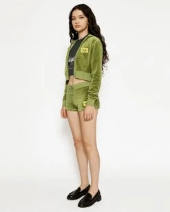 BOYS LIE X Olive Velour Shorts -Boys Lie 4O7A1780rcopy