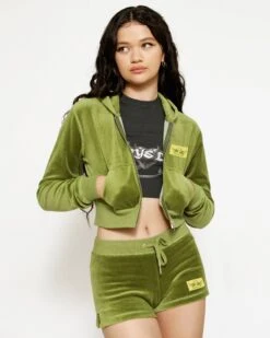 BOYS LIE X Olive Velour Shorts -Boys Lie 4O7A1784r