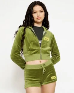 BOYS LIE X Olive Velour Shorts -Boys Lie 4O7A1794rcopy