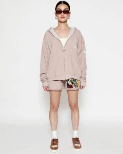 BOYS LIE X Taupe Don't Say It Darling Zip-Up Boyfriend Hoodie -Boys Lie 4O7A2907