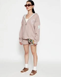 BOYS LIE X Taupe Don't Say It Darling Zip-Up Boyfriend Hoodie -Boys Lie 4O7A2912