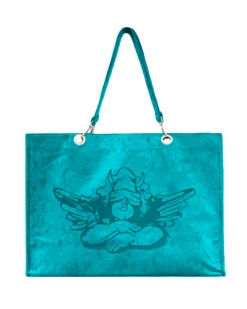 BOYS LIE X Turquoise Velour Tote