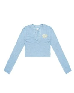 BOYS LIE X Misty Blue Crop Henley -Boys Lie 4O7A9546r
