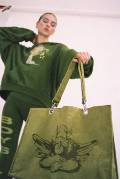 BOYS LIE X Olive Velour Tote -Boys Lie aime076 162copy