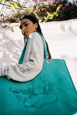 BOYS LIE X Turquoise Velour Tote -Boys Lie aime076 301copy